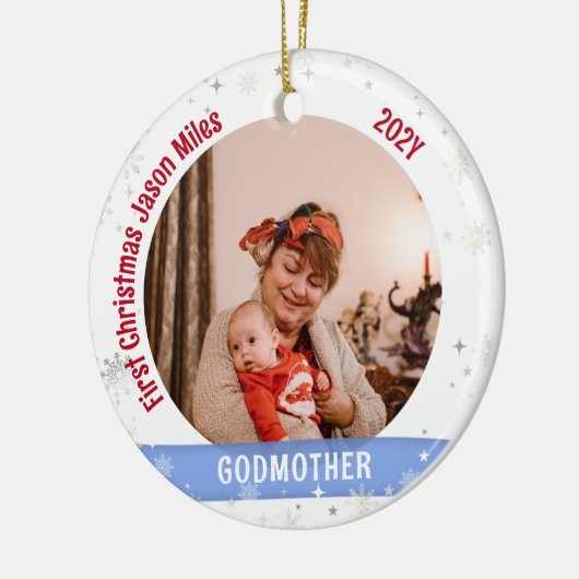 Godmutter Baby Personalisiert Erstes Foto Keramik Ornament (Links)