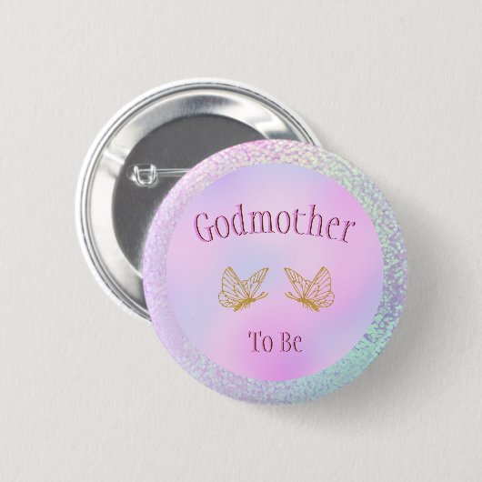Godmutter Baby Shower Girl Whimsical Butterfly Button (Vorne & Hinten)