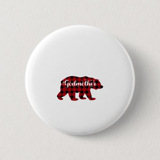 Godmutter Bear Buffalo Red Kariert Matching Family Button (Vorderseite)