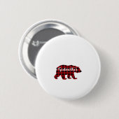 Godmutter Bear Buffalo Red Kariert Matching Family Button (Vorne & Hinten)