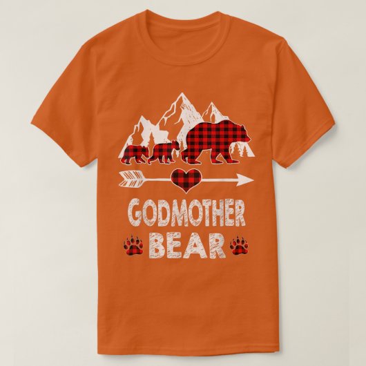 Godmutter Bear Shirt, Red Buffalo Kariert Godmutte T-Shirt (Design vorne)