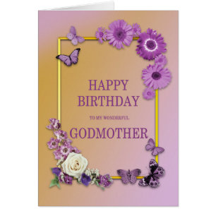 Godmutter Birthday Blume und Schmetterlinge