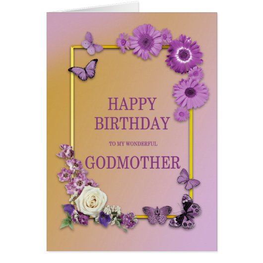 Godmutter Birthday Blume und Schmetterlinge (Vorne)