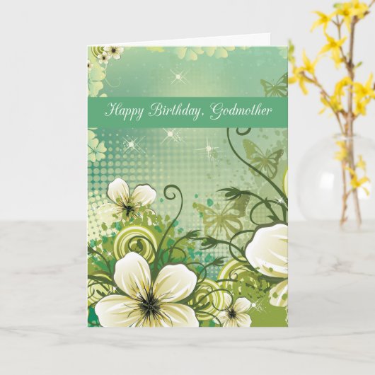 Godmutter Birthday Green Blume Karte (Gelbe Blume)