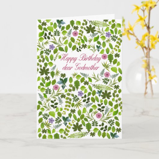 Godmutter Birthday Scattered Blätter Card Karte (Gelbe Blume)