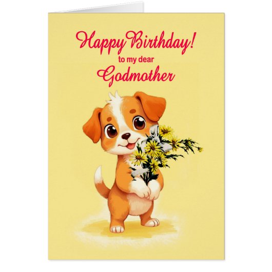Godmutter Birthday Welpe und Blume (Vorne)