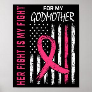 "Godmutter Breast Cancer Awareness Flag Family Fig Poster
