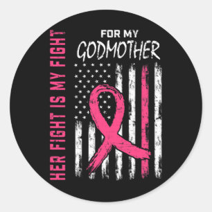 "Godmutter Breast Cancer Awareness Flag Family Fig Runder Aufkleber