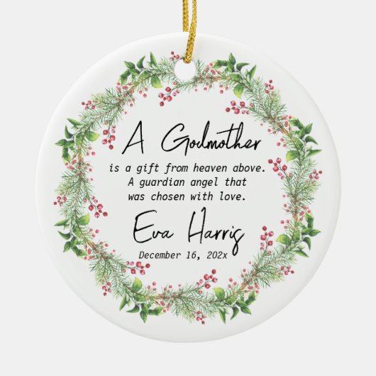 Godmutter Christening Taufe Keramik Ornament (Vorne)