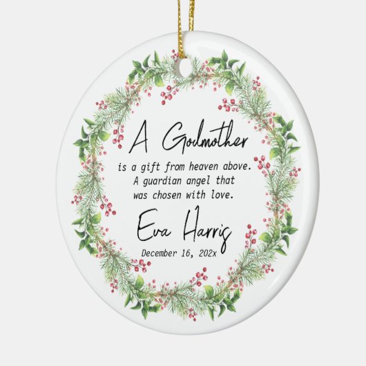 Godmutter Christening Taufe Keramik Ornament (Links)