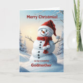 Godmutter Christmas Snowman Feiertagskarte (Vorderseite)