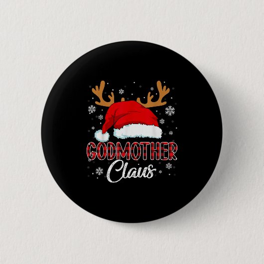 Godmutter Claus Weihnachten Rotes Kariertes Matchi Button (Vorderseite)