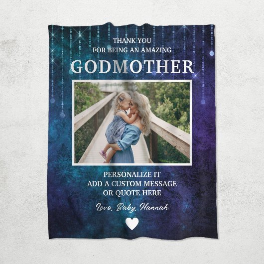 Godmutter danke Blue Glitzern Custom Fleecedecke
