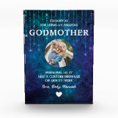 Godmutter danke Blue Glitzern Custom Fotoblock (Vorderseite)