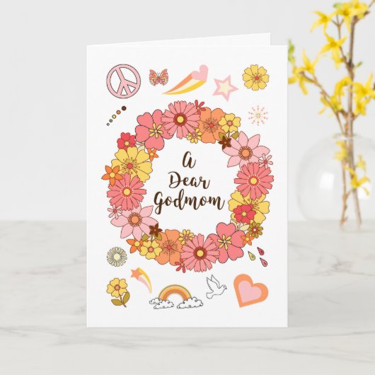 Godmutter Muttertag Blumenfrieden und Liebe Karte (Gelbe Blume)