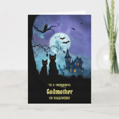 Godmutter Niedlich Halloween mit schwarzen Katzen Karte (Vorderseite)