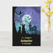 Godmutter Niedlich Halloween mit schwarzen Katzen Karte (Gelbe Blume)