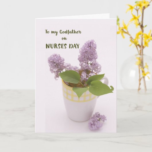 Godmutter Nurses Day mit Lilacs Coffee Cup Vase Karte (Gelbe Blume)