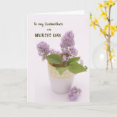 Godmutter Nurses Day mit Lilacs in Coffee Cup Karte (Gelbe Blume)