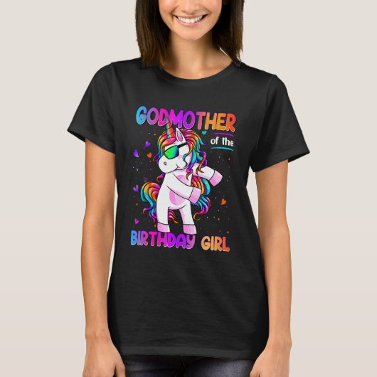 Godmutter of the Birthday Girl Dabbing Unicorn Par T-Shirt (Vorderseite)