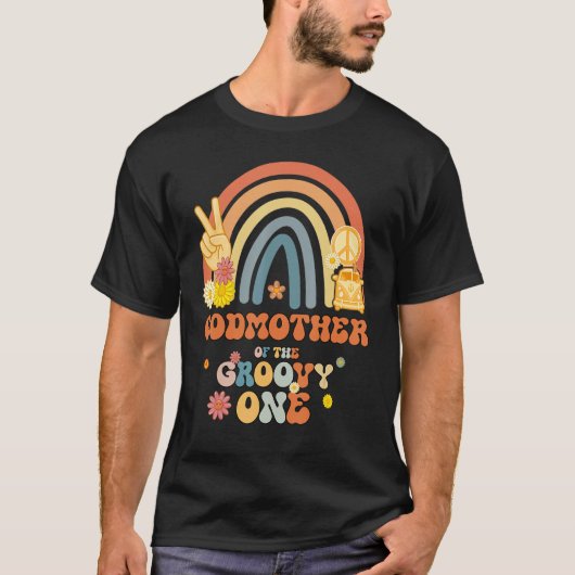 Godmutter of the Groovy One Rainbow Boho Birthday T-Shirt (Vorderseite)