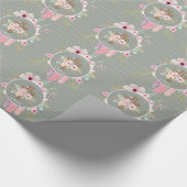 Godmutter - Personalisiertes Blumenkreuz Grün Geschenkpapier (Ecke)