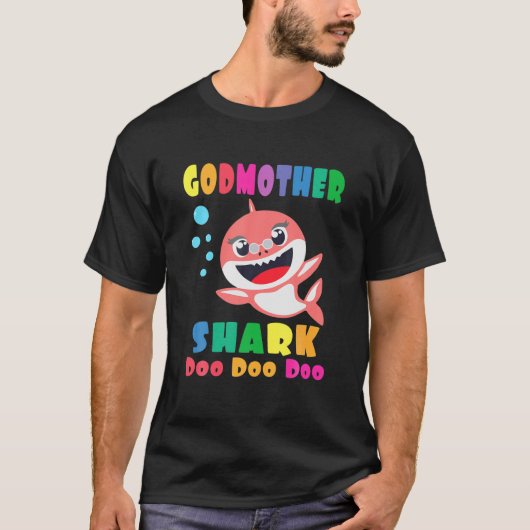 Godmutter Shark Geschenk Niedliches Baby Shark Fam T-Shirt (Vorderseite)