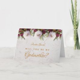 Godmutter Vorschlag Floral Burgundy Peonies Marble Karte