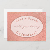 Godmutter Vorschlag Rosen Gold Weißes Oval Script Postkarte (Vorne/Hinten)