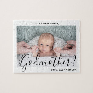 Godmutter Vorschlag Simple Modern Script Baby Foto Puzzle