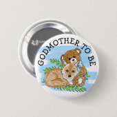 Godmutter zu Fox und Teddy Bear Baby Dusche Button (Vorne & Hinten)