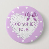 Godmutter zu lila Herzen Baby Shower Button (Vorderseite)