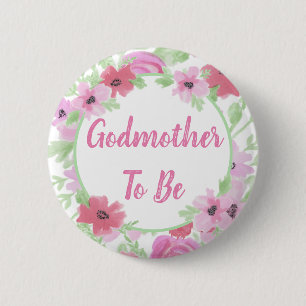 Godmutter zu Wasser Farbe Blumendusche Button