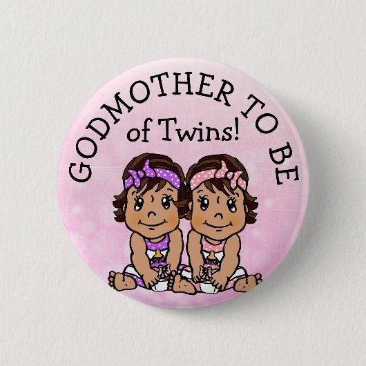 Godmutter zu Zwillingen, Hispanic Baby Dusche Button (Vorderseite)