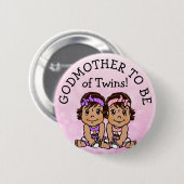Godmutter zu Zwillingen, Hispanic Baby Dusche Button (Vorne & Hinten)