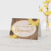 Godparent Vorschlag Rustic Sunflower Wood Card Karte (Gelbe Blume)