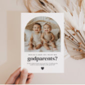 Godparents Arched Photo Proposal Boy Girl Twins Einladung