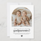 Godparents Arched Photo Proposal Boy Girl Twins Einladung (Vorderseite)