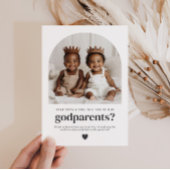 Godparents Arched Photo Proposal Boy Twins Einladung