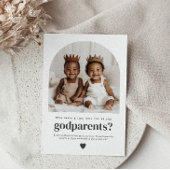 Godparents Arched Photo Proposal Boy Twins Einladung