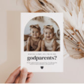 Godparents Arched Photo Proposal Girl Twins Einladung