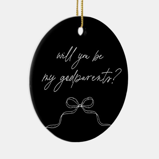 Godparents Black Handwritten Bow Proposal Keramik Ornament (Rechts)
