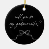 Godparents Black Handwritten Bow Proposal Keramik Ornament (Vorne)