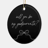 Godparents Black Handwritten Bow Proposal Keramik Ornament (Links)
