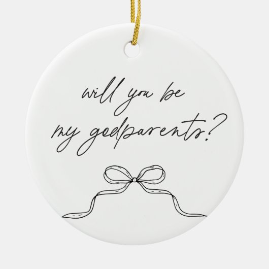 Godparents Handwritten Bow Proposal Keramik Ornament (Vorne)
