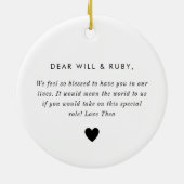 Godparents Handwritten Bow Proposal Keramik Ornament (Hinten)