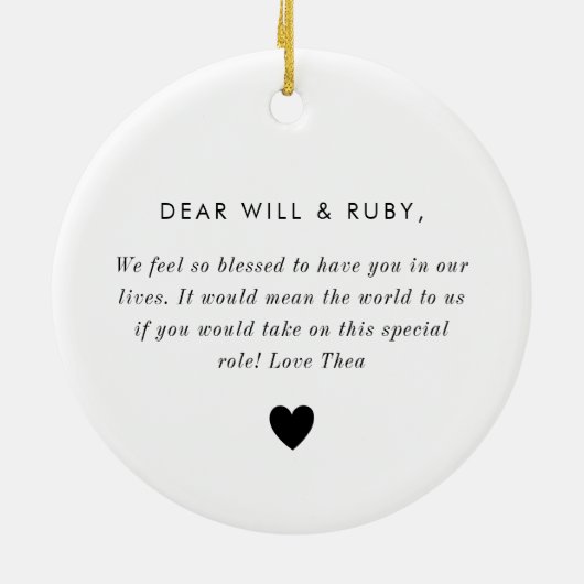 Godparents Handwritten Bow Proposal Keramik Ornament (Hinten)
