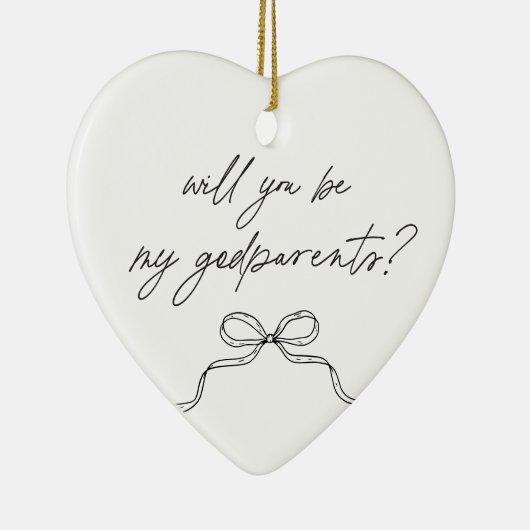 Godparents Handwritten Bow Proposal Keramik Ornament (Rechts)