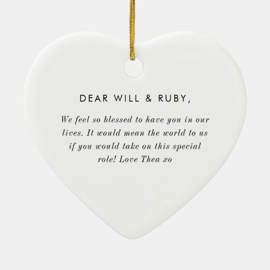 Godparents Handwritten Bow Proposal Keramik Ornament (Hinten)