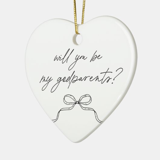 Godparents Handwritten Bow Proposal Keramik Ornament (Links)